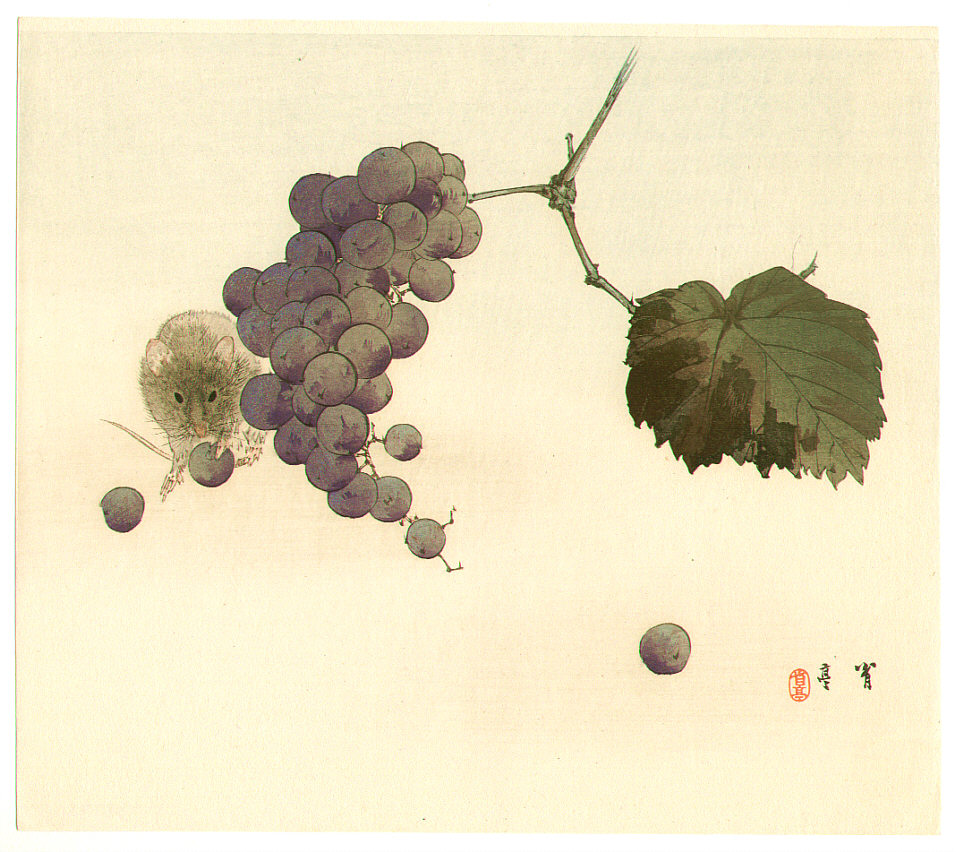 Watanabe Seitei, c1900. https://aggv.ca/emuseum/objects/18784/mouse-and-grapes