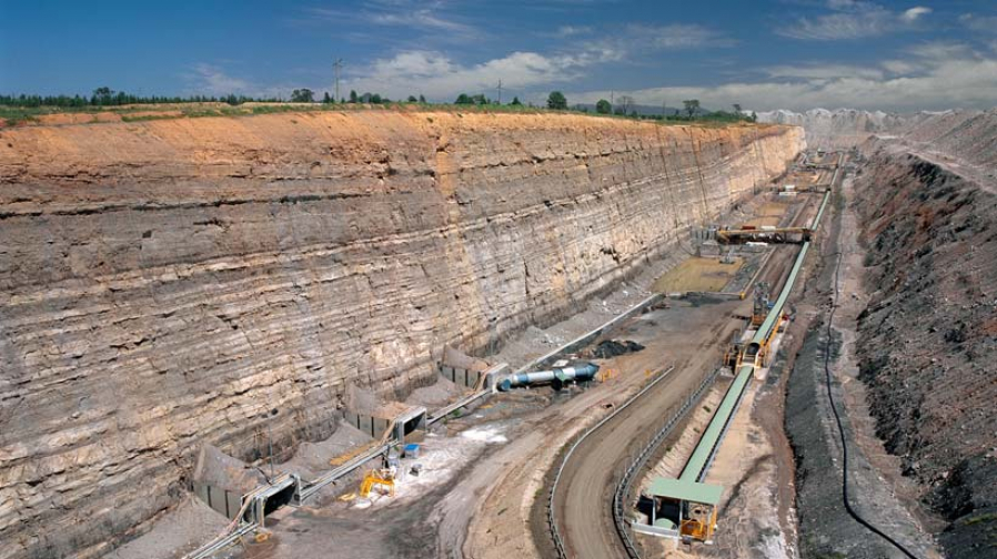 example of a final highwall at an open cut strip mine near Singleton in New South Wales' Hunter Valley